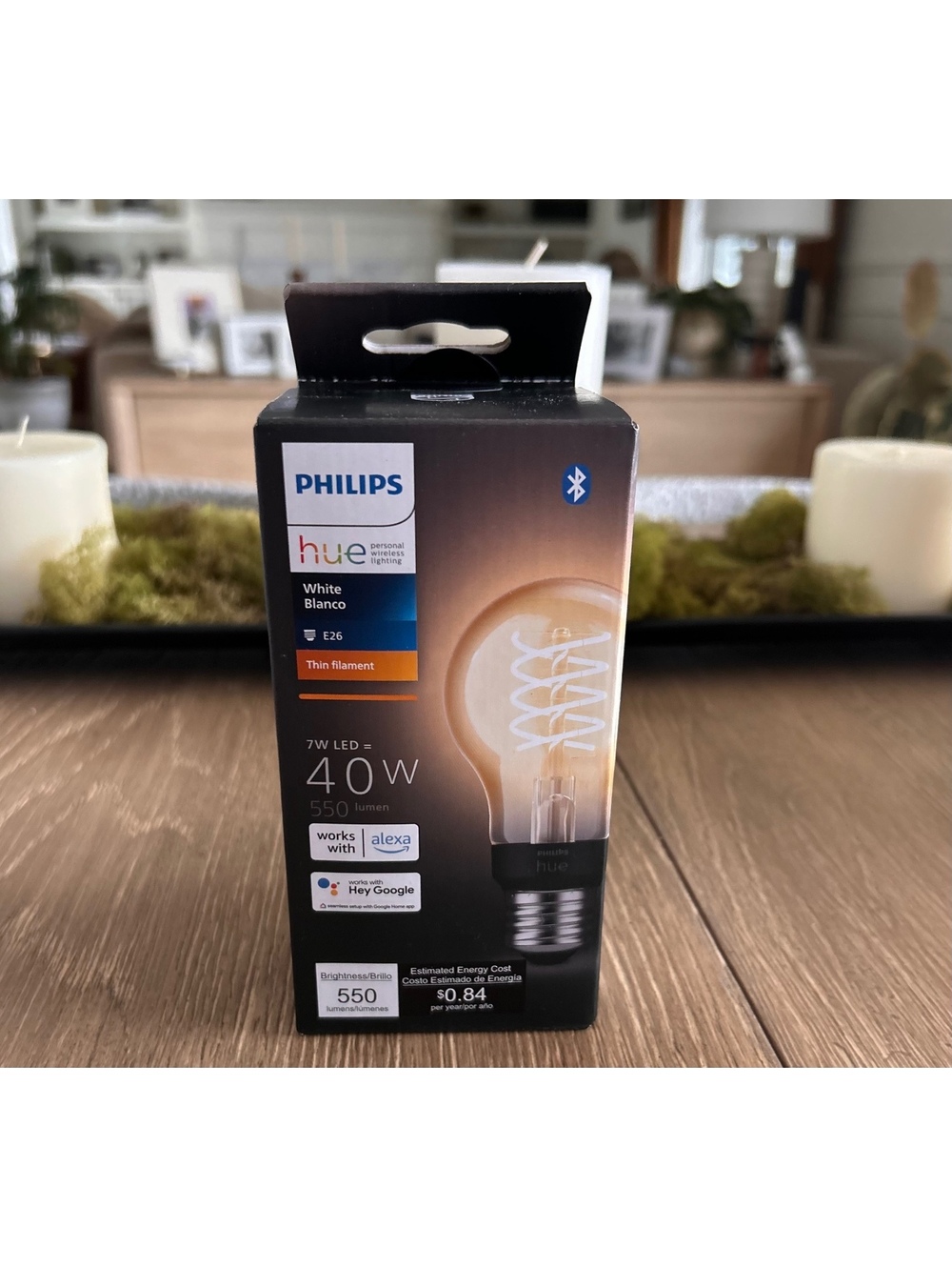 4 Philips Hue White Bluetooth LED Light Bulb E26 7W 40W Thin-F